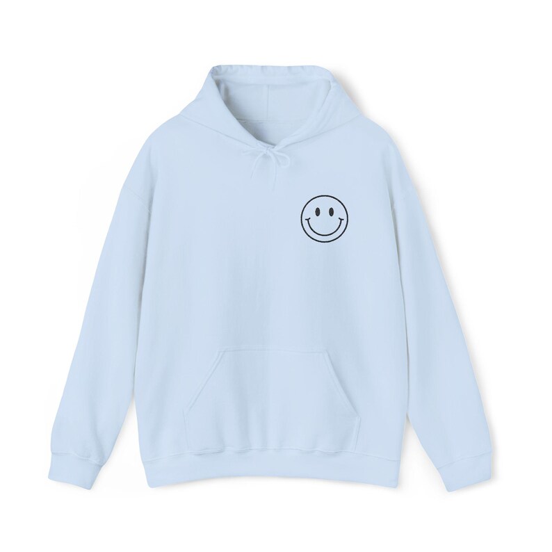 Embroidered Smiley Face Hoodie: Unisex Pullover image 9