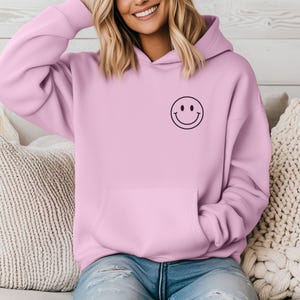 Embroidered Smiley Face Hoodie: Unisex Pullover image 5