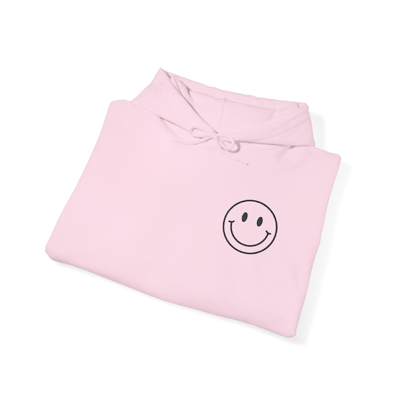 Embroidered Smiley Face Hoodie: Unisex Pullover image 10