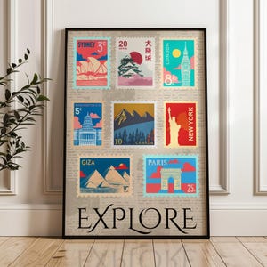 Reiseposter - Briefmarkensammler, Reiseposter, Geschenk für Reisende, Hauptdekor, Galeriewandkunst