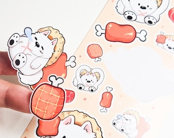 Luffy Samoyed Sticker Sheet • Anime One Piece Inspired Dog Cosplay