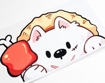 Luffy Samoyed Car Peeker Sticker • One Piece Inspired Vinyl Decal