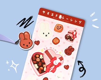 Miffy Valentines Chocolate Box Sticker Sheet 3x7"• Matte, UV/Water Resistant