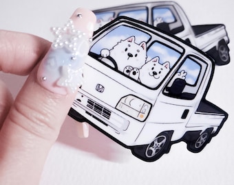 Kei-Truck Samoyed Vinyl Sticker | Water-Resistant Car Decal