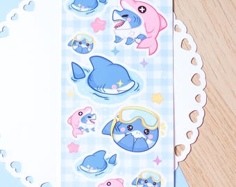 Jeff the Land Shark Vinyl Sticker Sheet Matte • Cute Shark Rivals Jeff • Pink Dolphin Skin