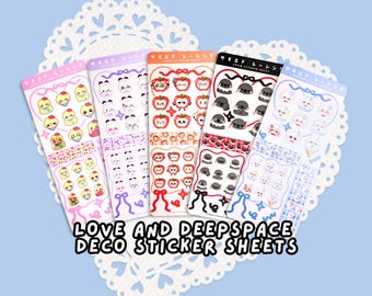 Love and DeepSpace Matte Vinyl Deco Sticker Sheets (3"x7")