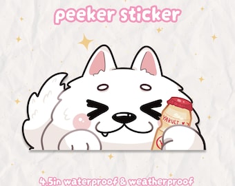 Yakult Samoyed Peeker Sticker | Waterproof Vinyl Decal