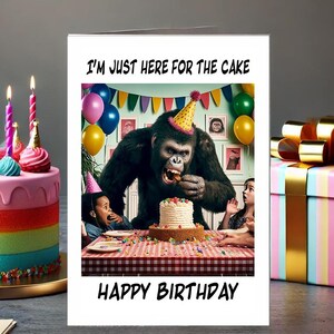 Tarjeta de feliz cumpleaños con un divertido mono, tarjeta de cumpleaños con un animal ridículo para niños, tarjeta con un animal tonto para niños, archivos PDF y Word