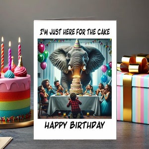 Tarjeta de cumpleaños divertida de elefante / Tarjeta de feliz cumpleaños / Descarga digital / Tarjeta de cumpleaños infantil, Tarjeta divertida, Tarjeta de cumpleaños descargable