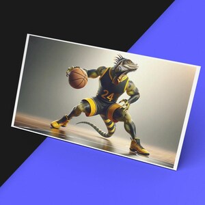 Cartão de parabéns pela temporada de basquete da Iguana – Download digital, impressão em casa