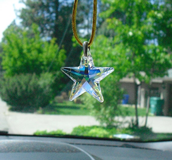 Bold 40mm Swarovski Crystal Star Rear View Mirror Charm, Decor, Sun Catcher, Crystal Accessory