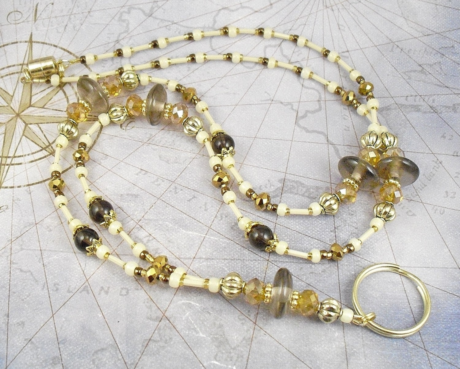 SALE! Beaded Lanyard, ID Badge Holder, ID Lanyard, Glasses Holder