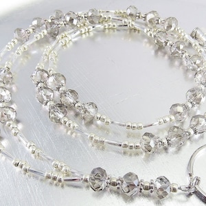 Cordón para identificación con cuentas de cristal de diamante negro facetado, portatarjetas, collar para identificación