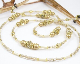 Eyeglass Leash, Eyeglass Holder - Gold Metallic and Rainbow Gold Foil Eyeglass Lanyard