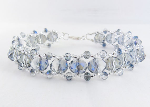 Blue AB Crystal Glass Bracelet or Medical ID Bracelet or Interchangeable Watch Band