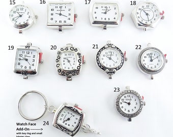 Silver Watch Face Add-On for Lanyards, ID Badge Holders, Necklaces-SEVERAL CHOICES