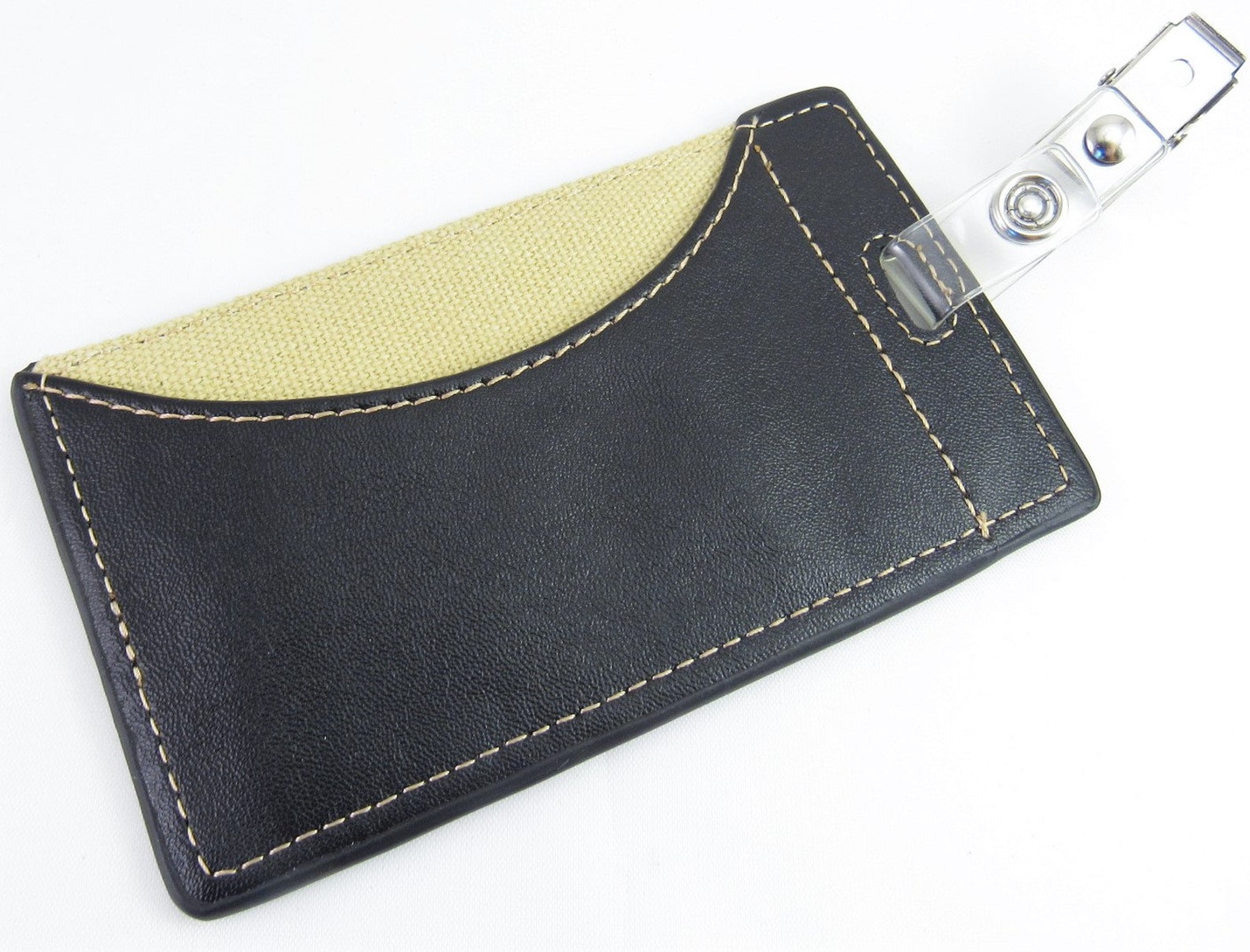 Black Faux Leather Badge Holder ID Holder Badge Pocket Etsy