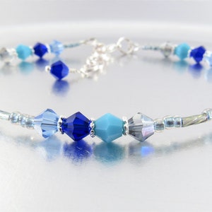 Shades of Blue Crystal Ankle Bracelet, Anklet