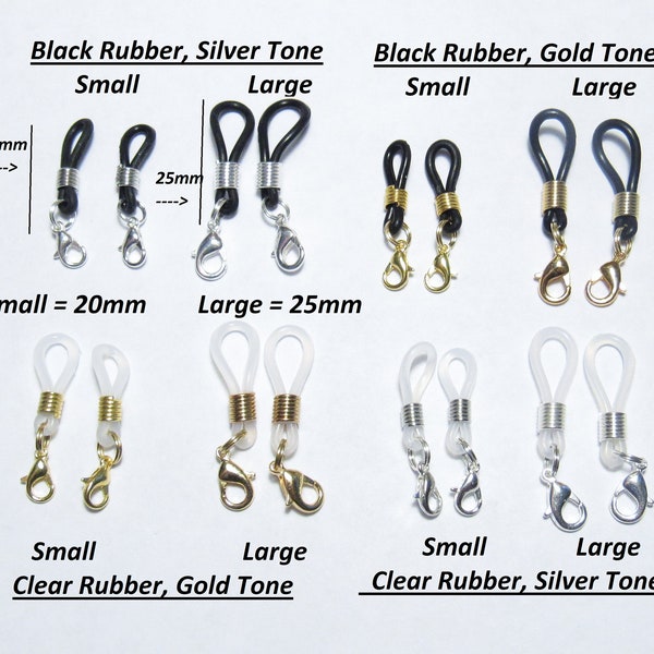 Replacement Ends for Eyeglass Lanyards, Eyeglass Leashes - YOUR CHOICE of Small or Large