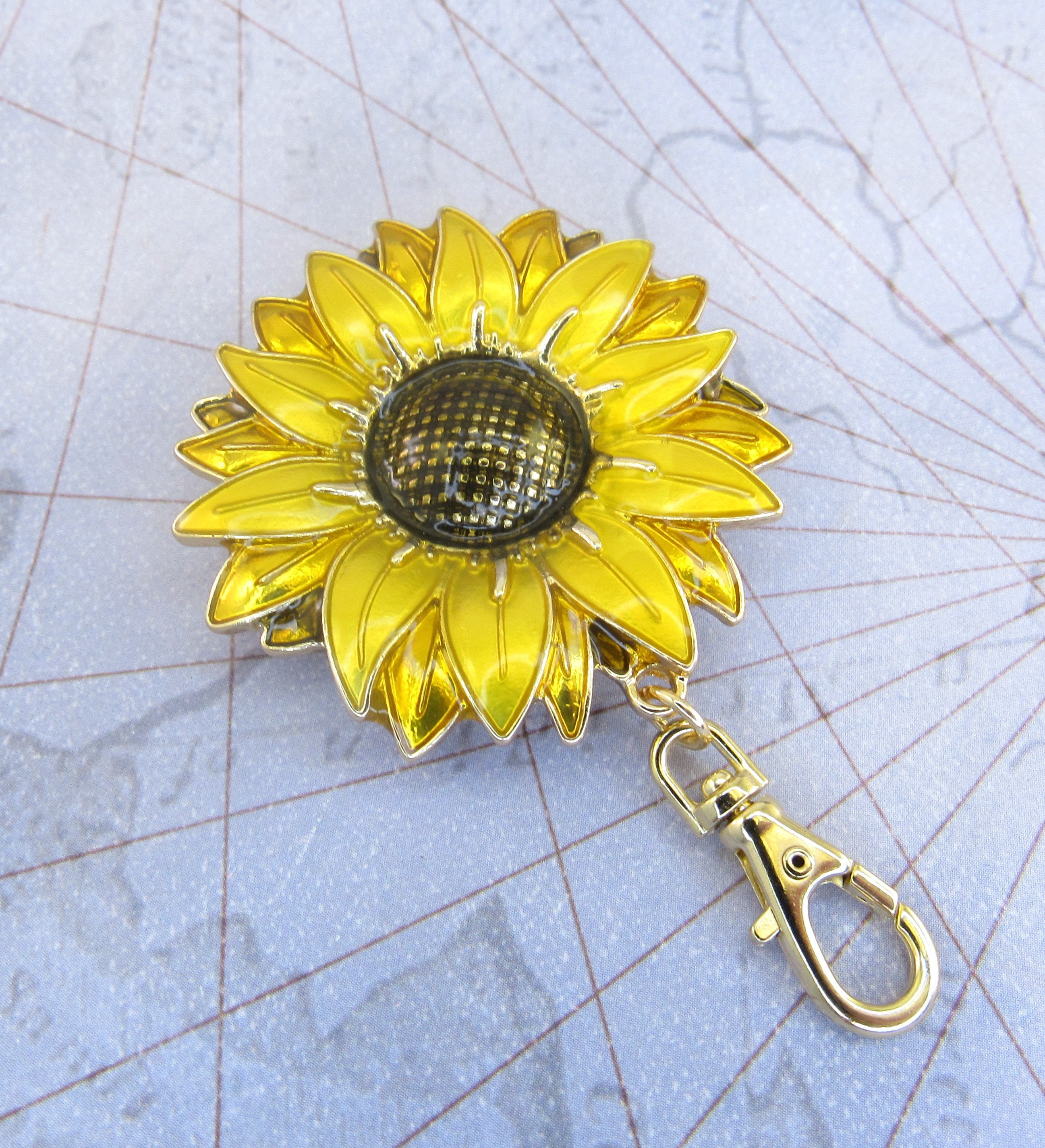 Bold Yellow Sunflower Magnetic Pendant Badge Holder, Magnetic Brooch, ID  Holder, Reading Glasses Holder