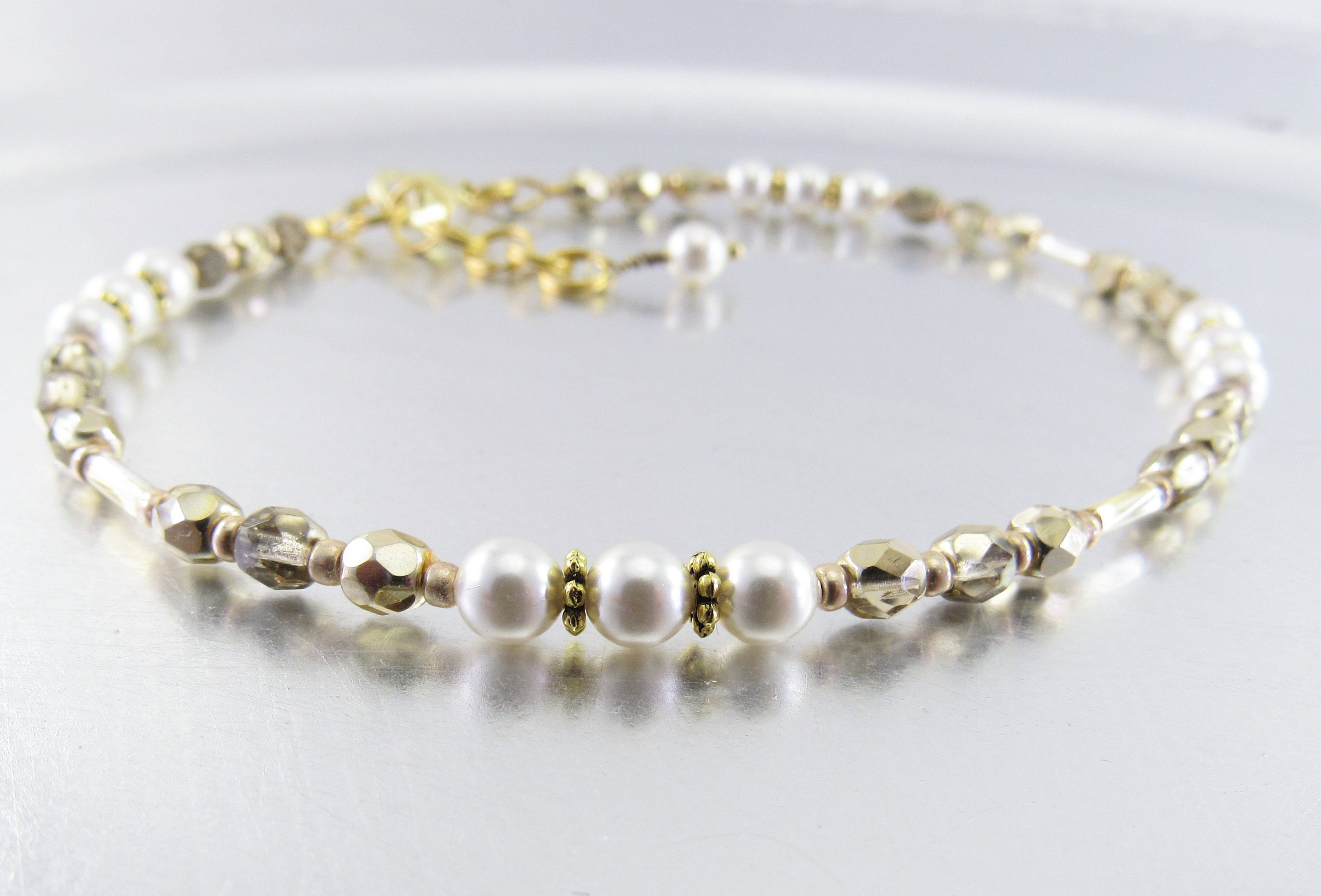 White Beaded Anklet | Street Style Store | SSS