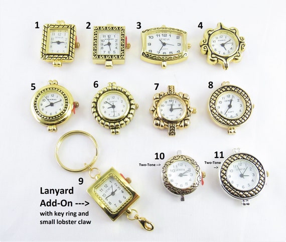 Gold Watch Face Add-On for Lanyards, ID Badge Holders, Necklaces-SEVERAL CHOICES