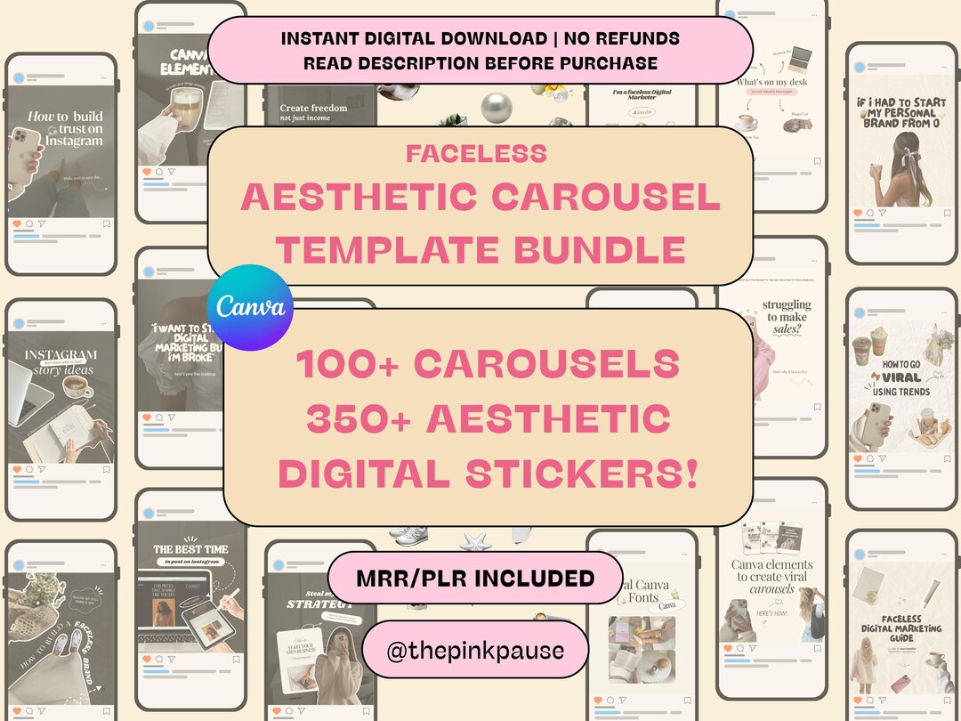 Editable Instagram Aesthetic Carousel Templates (MRR/PLR), Viral Canva ...