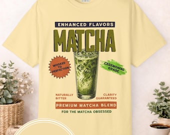 Camiseta vintage publicitaria de matcha / Camiseta con estampado de bebida matcha