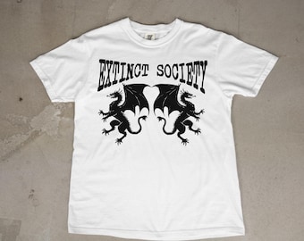 Camiseta con el escudo del dragón de la Sociedad Extinta / Camiseta gótica de criatura mítica