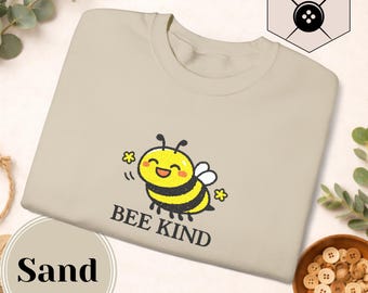 Sweat-shirt Bee Kind bourdon | Motif brodé | Message positif | Gildan 1800 unisexe | Cadeau douillet | Cadeau pour les amoureux des animaux