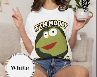 Camiseta "Si estoy de mal humor, dame comida" / Camiseta divertida con cara de rana / Camiseta estampada / Ropa de verano / Camiseta con meme