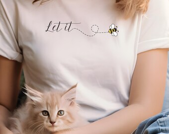 Söt bi-grafik-t-shirt unisex kortärmad t-shirt med Try Harder-motiv. Perfekt för presenter och vardagskläder. Sommarvibbar för naturälskare.