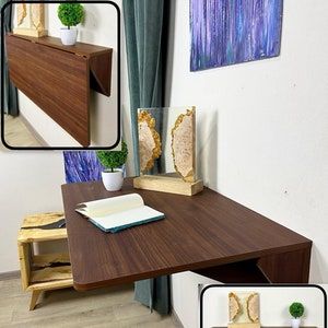 Wall-Mounted Folding Table, Folding Table With Shelves, Space Saving Table, Folding Dining Table, Murphy Table, Study desk, Foldable Desk