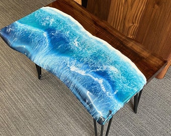 Live Edge   Coffee Table, Epoxy Resin Beach Decor