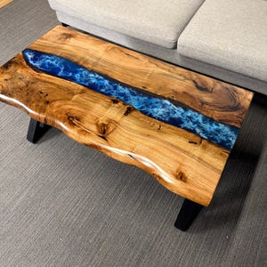 Live edge Epoxy River Table, Dining Table Top, River coffee table, Wood Dining Table, Custom Order, Epoxy Resin River Table, Natural Wood