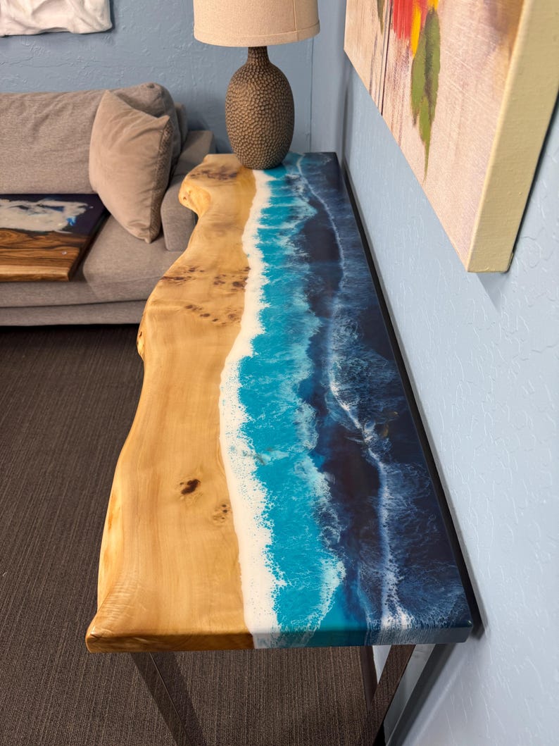 Ocean Wave Epoxy Console Table, Handmade Entryway Table - Etsy