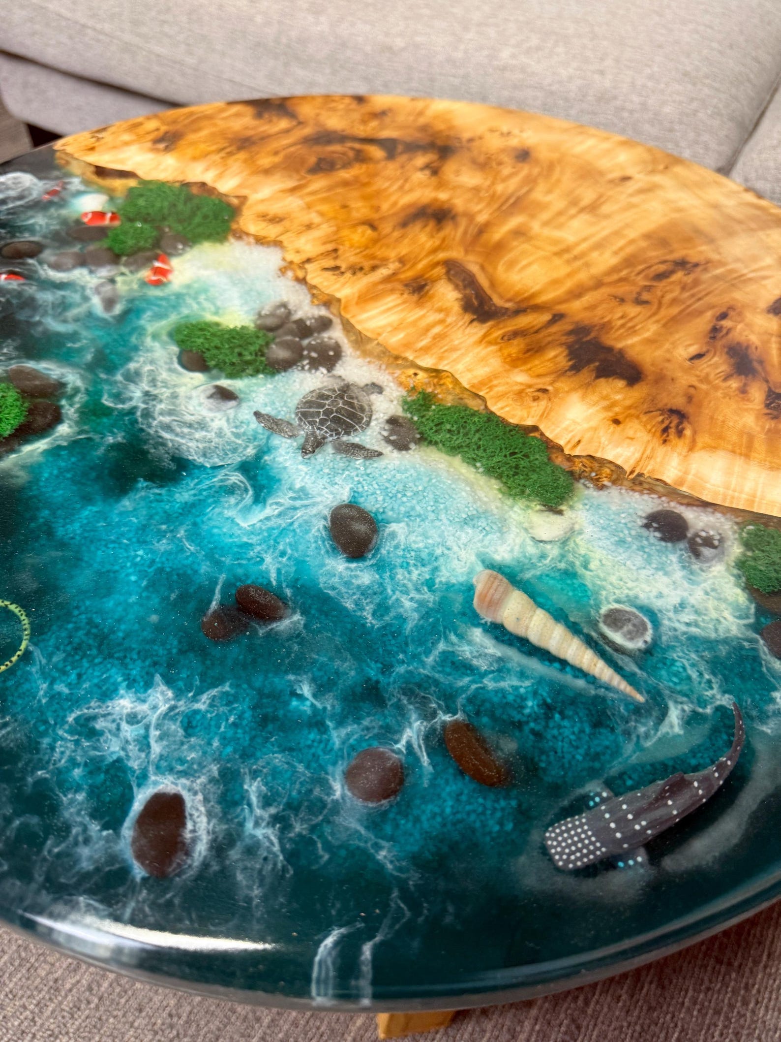 Epoxy Resin Ocean Coffee Table, Round Beach Wave Table, Coastal Decor ...