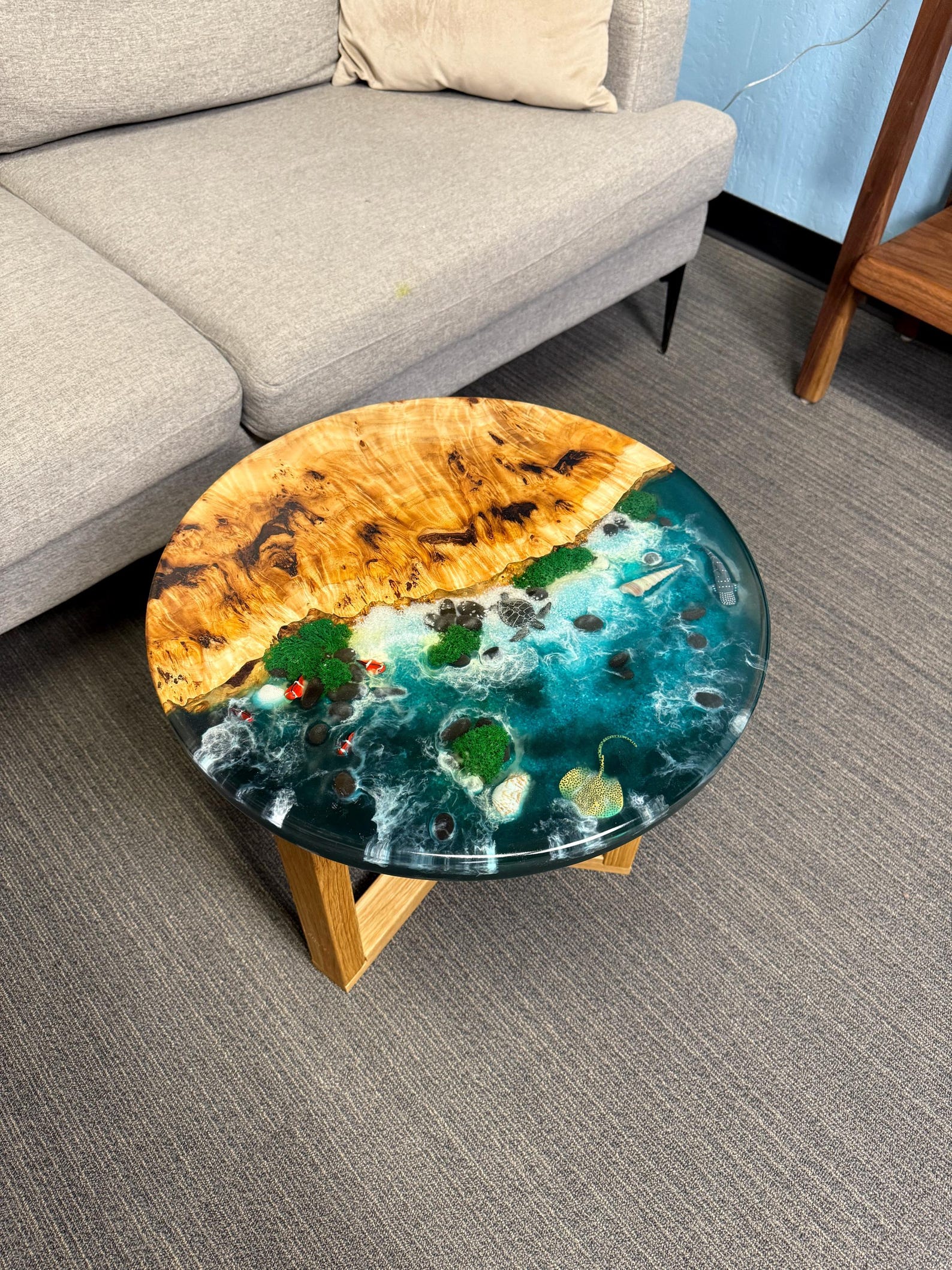 Epoxy Resin Ocean Coffee Table, Round Beach Wave Table, Coastal Decor ...