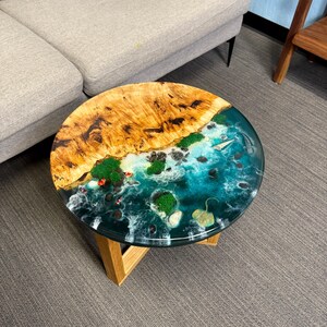 Epoxy Resin Ocean Coffee Table, Round Beach Wave Table, Coastal Decor ...