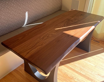 Handcrafted Live Edge Walnut Dining Table, USA Made