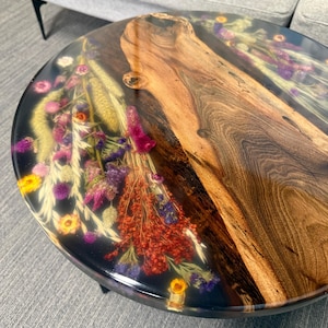 Real Pressed Flower Coffee Table, Table with Flower, Epoxy Resin Table, Resin End Table, Epoxy Resin Table, Floral Resin Coffee Table USA