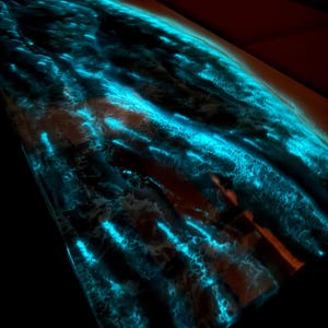 Fluorescent Ocean Wave Table, Epoxy Resin Table Art, Kitchen Table, Beach Style Dining Table, Epoxy Resin Coffee Table, New Home Furniture
