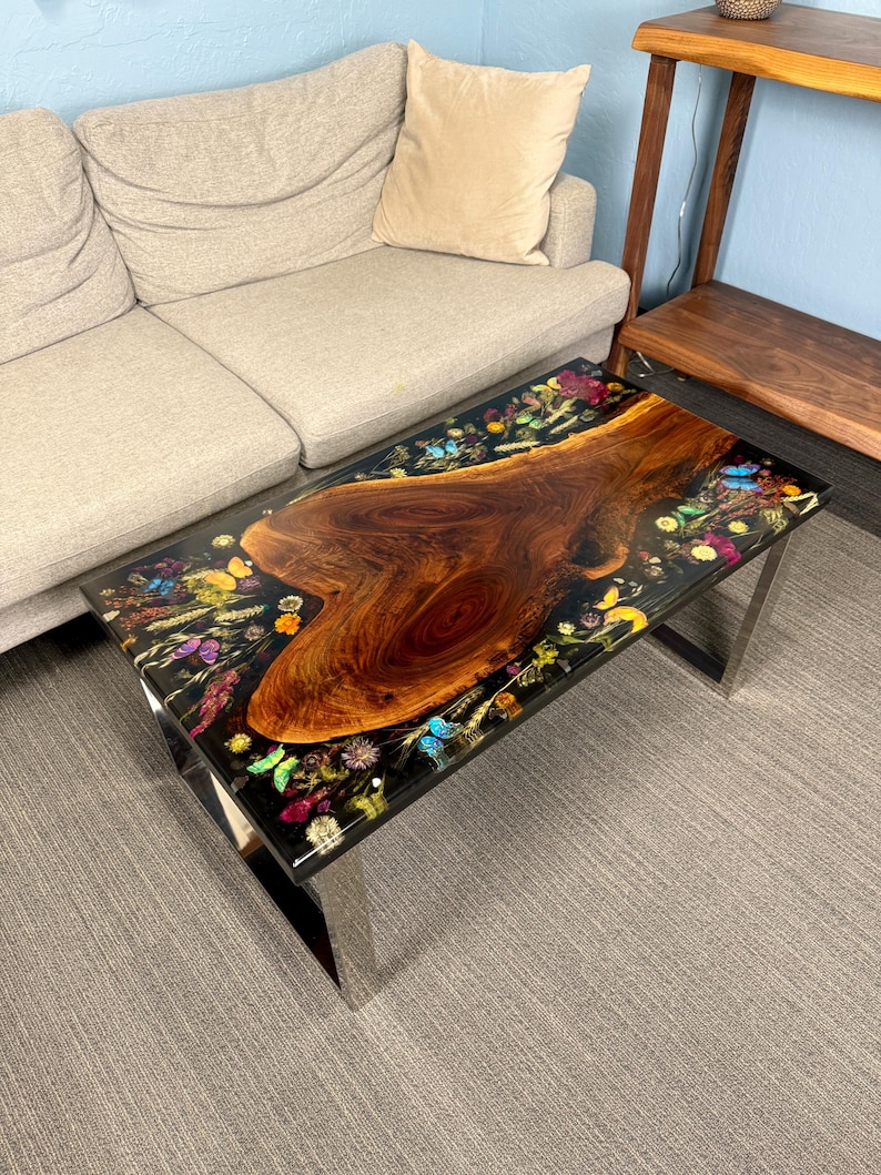 Handmade Floral Epoxy Resin Coffee Table, Real Pressed Flowers - Etsy