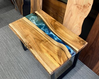 Custom Resin Dining Table, Live Edge Epoxy River Table, Dining Room Wood Furniture, Walnut Slab Dining Table, Epoxy Resin Kitchen Table