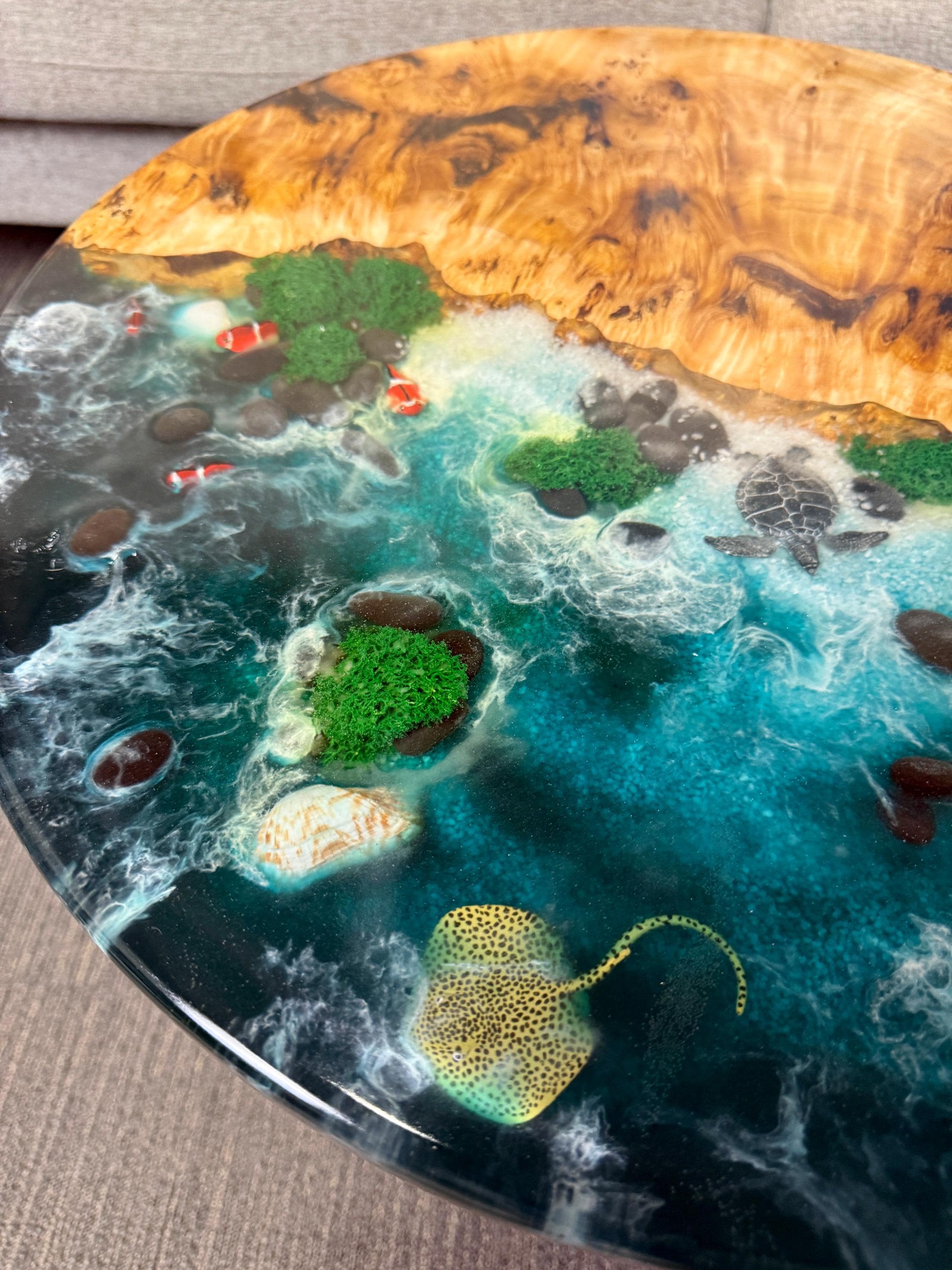 Epoxy Resin Ocean Coffee Table, Round Beach Wave Table, Coastal Decor ...