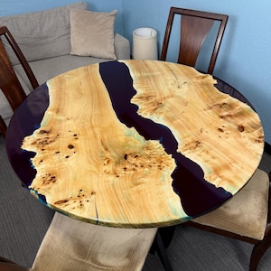 Round Epoxy Dining Table, Round epoxy table, round epoxy coffee table, Round Blue epoxy table , Round River Table, Custom Table USA