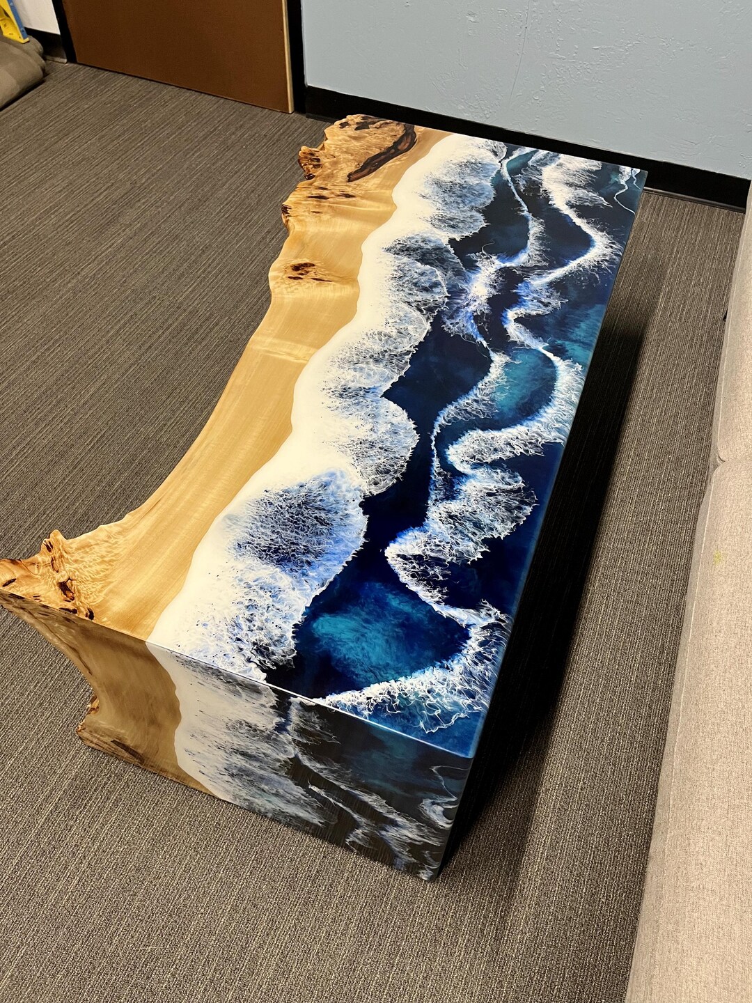 Ocean Wave Epoxy Coffee Table, Handmade Coastal Resin Beach Decor - Etsy