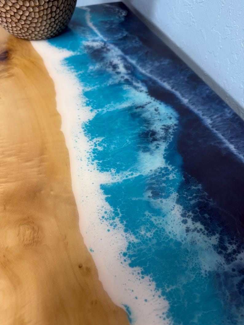 Ocean Wave Epoxy Console Table, Handmade Entryway Table - Etsy