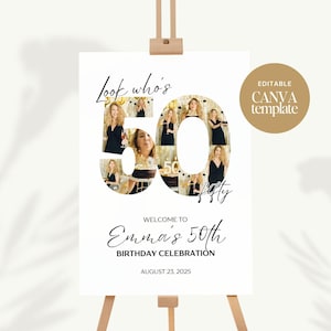 50th Birthday Photo Collage Welcome Sign Number 50 Birthday Photo Poster Template Celebrating 50 Years Party Template 50th Collage