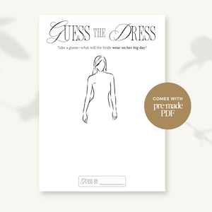 Guess The Dress Bridal Shower Game Printable Bachelorette Hen Party Elegant Minimalist Design Hen Party Game